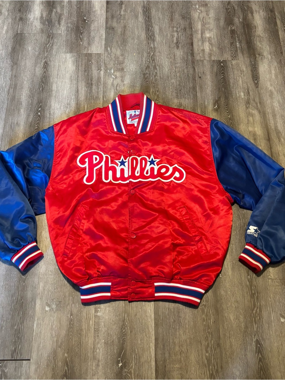 Philadelphia Phillies Vintage 1990s Diamond MLB Starter Bomber Jacket Mens Large